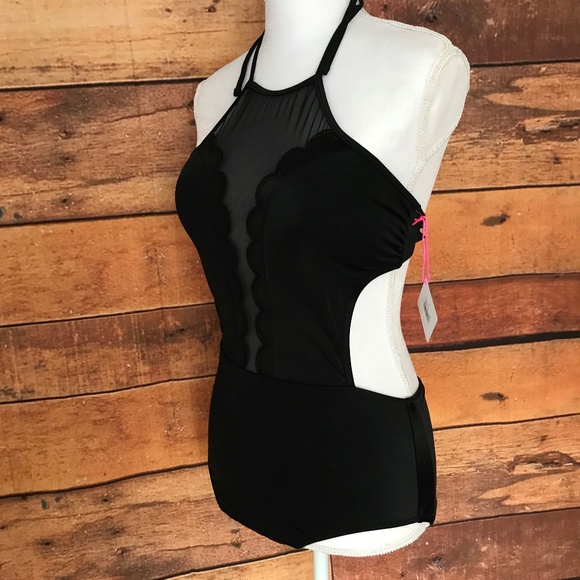 Vanilla/Beach Swim Vanilla Beach One Piece Swim Suit Mesh Front Nwt